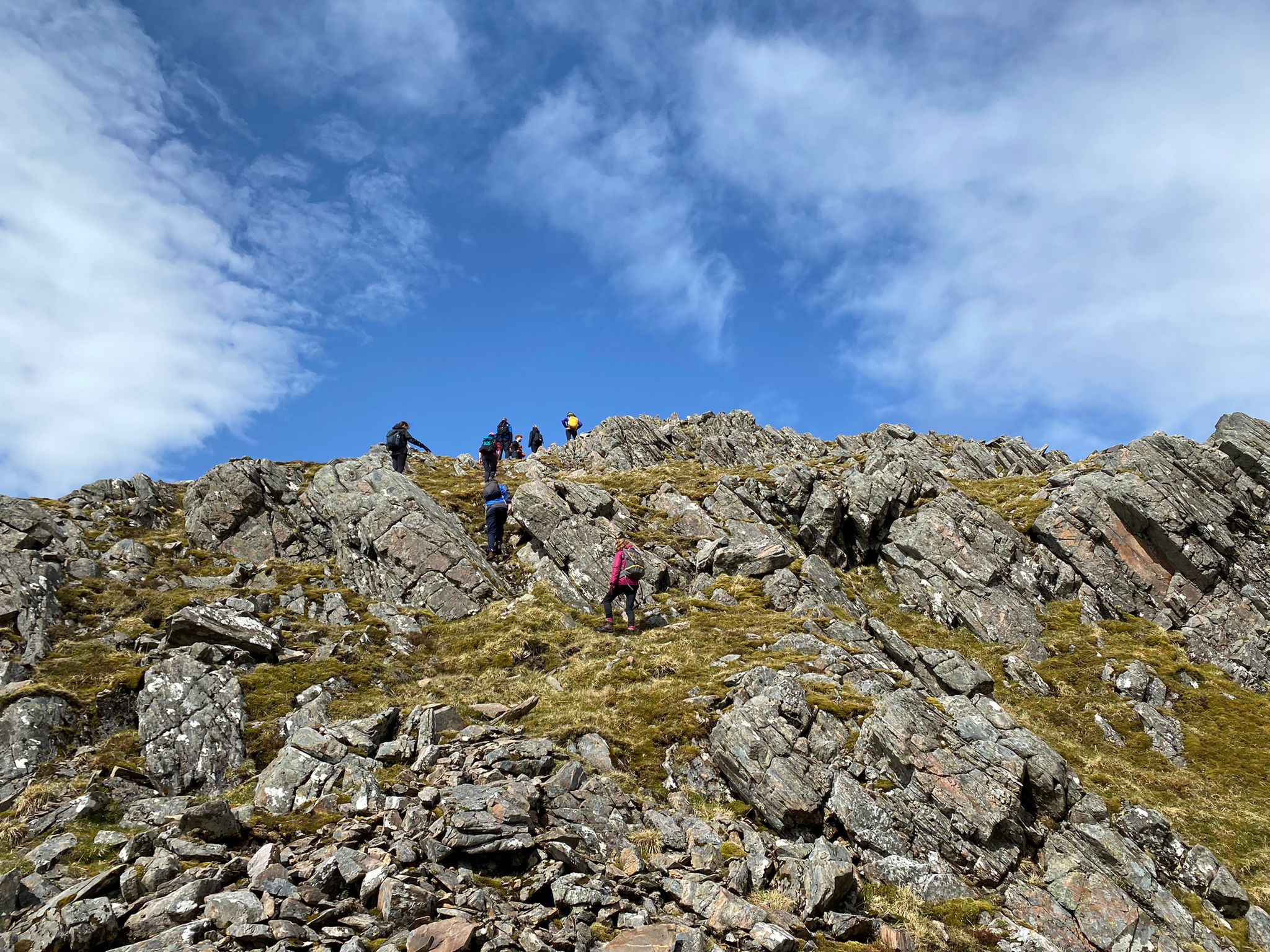 A group of people on a rocky outcrop