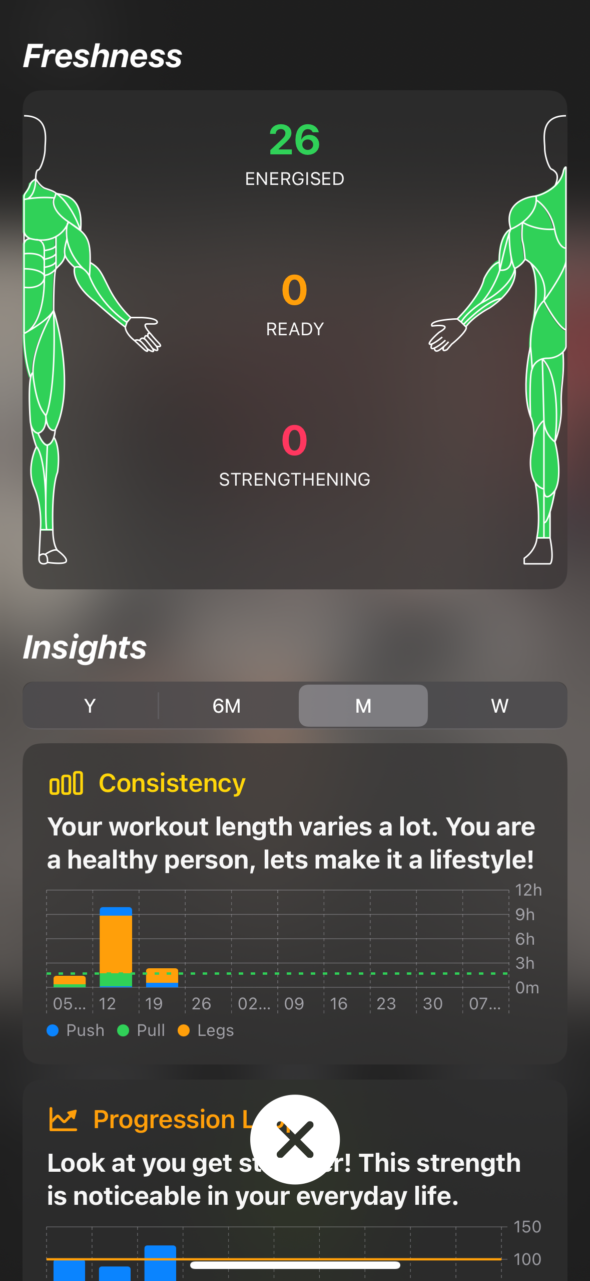 Athlete balancing strength and endurance exercises with muscle fatigue tracking